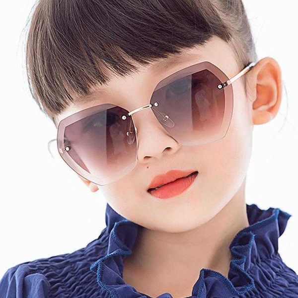 

trimmed frameless polygon kids sunglasses irregular fashion colorful boys and, Blue