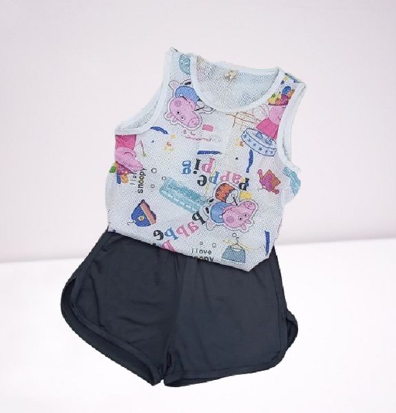 

thin cool net gauze sets summer children's sleeveless kids vest set, White