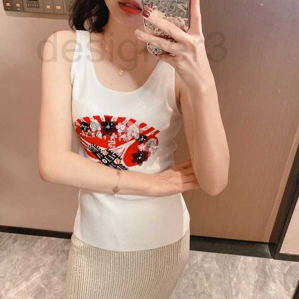 

women's tanks & camis designer 23 spring/summer new chic heavy industry exquisite embroidery fashion knitted vest trend 5gjk, White