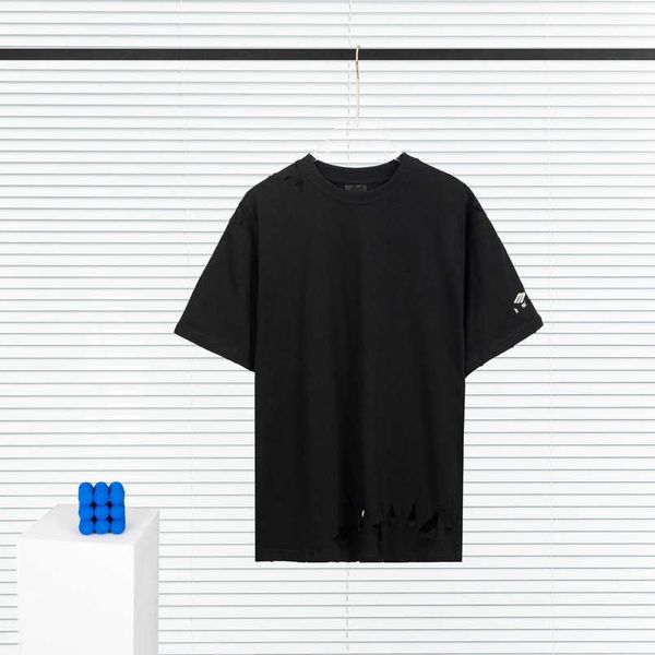 

2023 womens designer t shirt tracksuit shirt high edition family spring summer damaged print sleeve oversize loose fit t-shirt, White;black