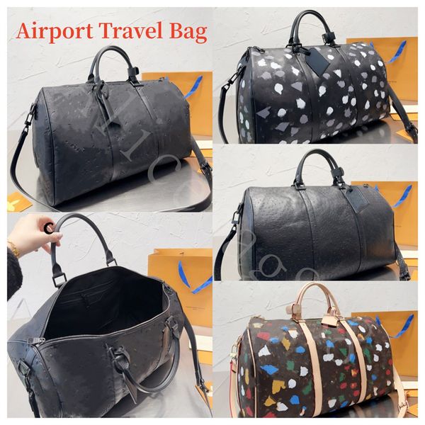 

designer duffel bags for men and women luxury handbags letter print airport case classic zipper bag original leather thick and large capacit