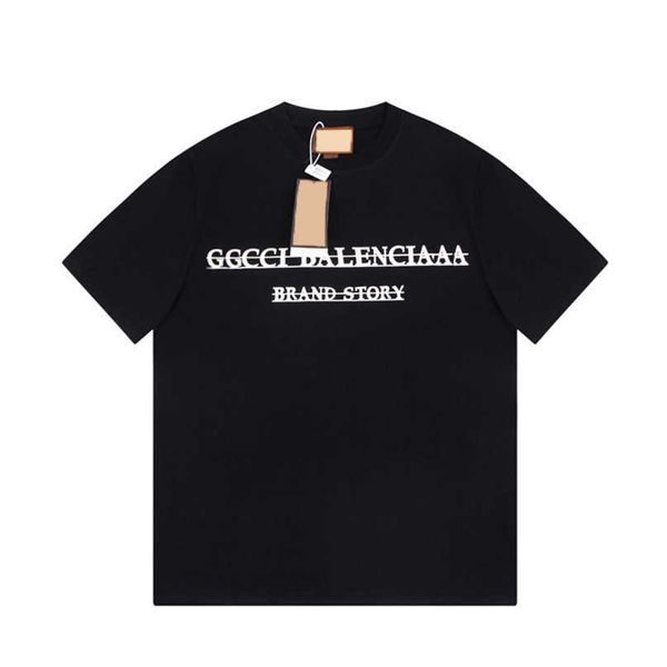 

designer new women t shirt shirt high edition family co branded graffiti print tassels sleeve versatile t-shirt for men women, White;black