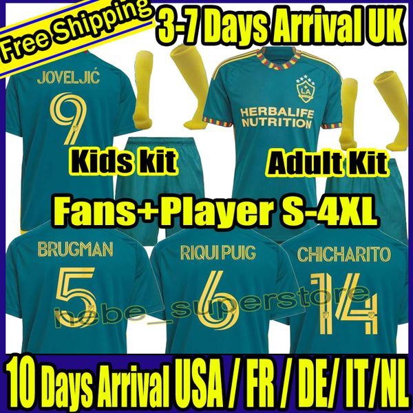 

s-4xl 23 24 fans player la los angeles galaxy soccer jerseys mls chicharito costa coulibaly joveljic edwards bond raveloson araujo cabral fo, Black