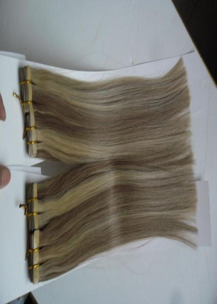 

skin weft hair extensions 200g 80pcs tape in hair 100 real remy human hair extensions7591420, Black