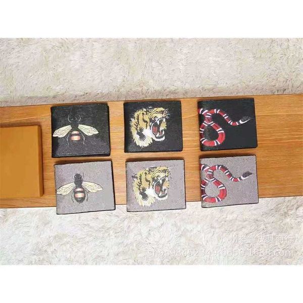 

wallet style silk screen animal wallet horizontal square men's leisure pu half fold