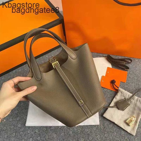 

shoulder picotin locks bag bags designer purse basket women's layer cowhide bucket handle tote