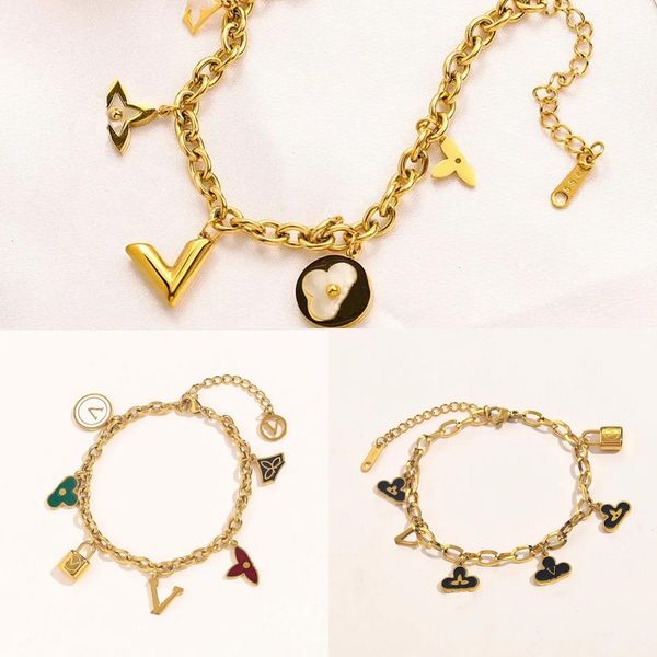 

fashion classic bracelet bangle chain charm 18k gold plated bracelets for women&girl wedding mother' day jewelry women accessories, Black