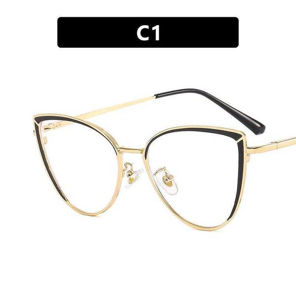 

cat eye metal plain glasses anti blue light butterfly frame fashion street