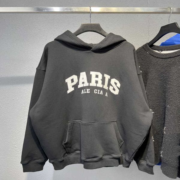 

2023 new designer womens t shirt high-end shirt high edition front embroidered fleece hoodie custom knitted dyed pure thick couple, Black