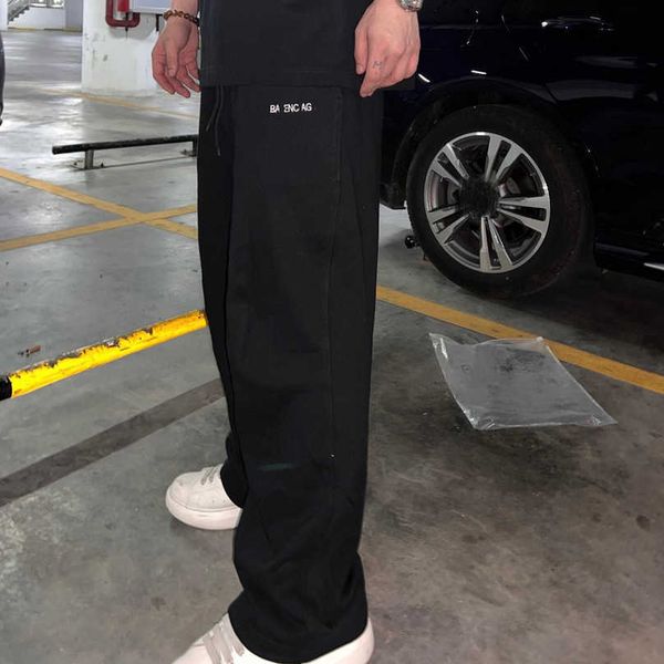 

luxury designer women t shirt shirt high version of label family loose fit sports wide leg couple casual straight pants, White;black