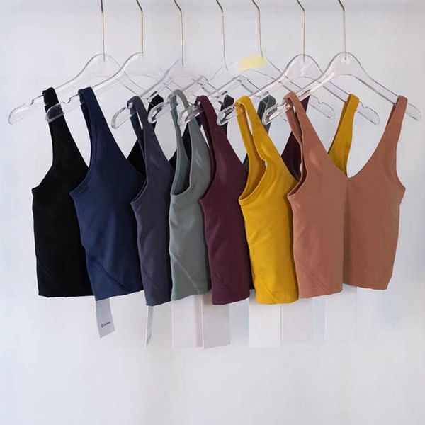 

lu-11 classic popular fitness bra butter softs women lulus sport tank gym crop yoga vest beauty back shockproof lemens with removable chest, Gray