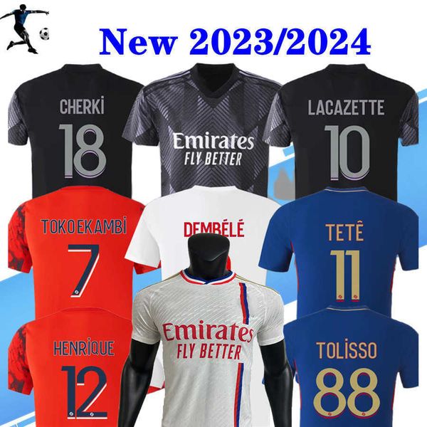 

23/24 maillot lyon soccer jerseys 2023 2024 olympique lyonnais ol football shirts traore memphis men kids kits equipment football shirt 1052, Black;yellow