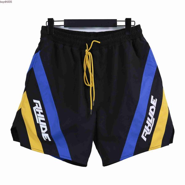 

gk5v 2023 men's shorts fashion brand rhude summer new coconut water ripple letter printing loose casual men's and women's spo, White;black