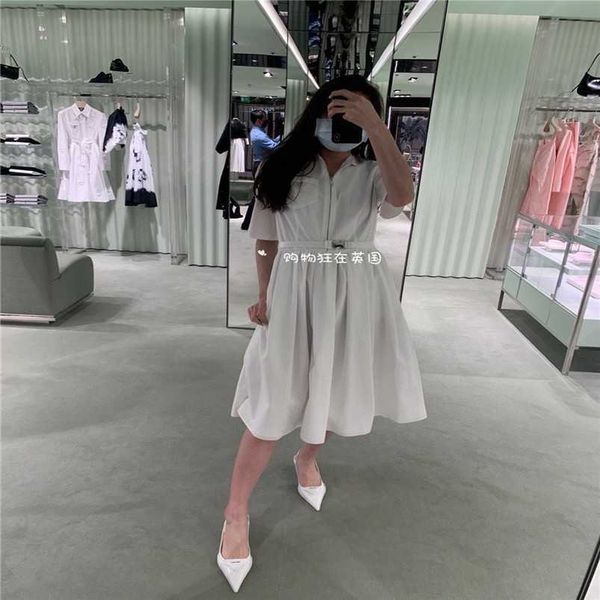 

womens designer t shirt shirt family spring/summer doll neck zip waist slim dress with belt sleeve skirt children, Black;gray