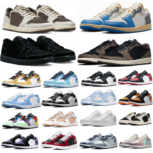 

jumpman 1 low basketball shoes 1s unc men pine green pairs university blue smoke grey starfish red obsidian women yellow banned bred chicago, Black