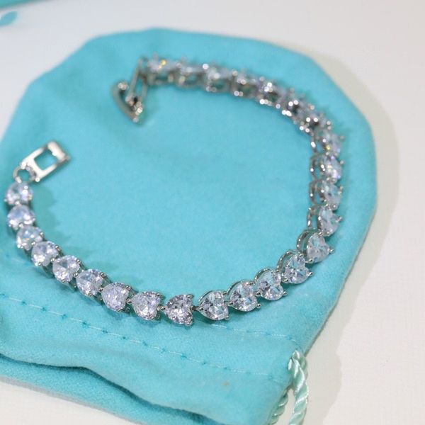 

chic design 925 plated silver bracelet diamonds designer classic fashion brand gifts women luxury jewelry high quality, Golden;silver