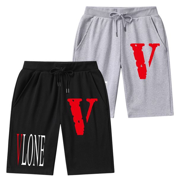 

vlone men's shorts summer style men's knitting cotton beach shorts casual pants street hip hop sports summer beach pants, Black