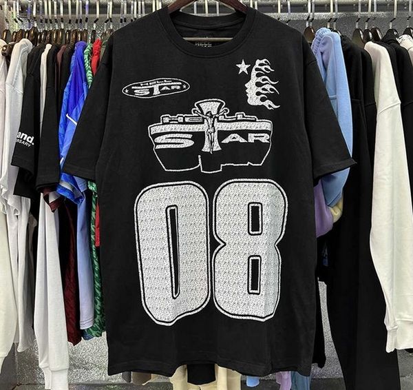 

hellstar shirt designer Men's T-Shirts hipster Black Loose fitting Rapper Street graffiti Grey Fashion Lettering us aize s-xl, Watermelon