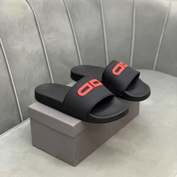 

2023 rubber letter slippers men beach wide flat slide women luminous alphabet sandals multicolor couples solid slides waterproof non-slip so, Black