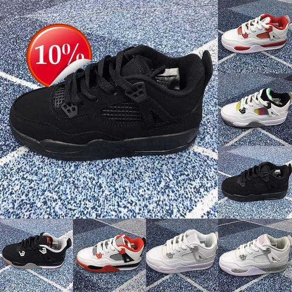 

2023 ogjumpman kids basketball shoes 4 4s black cat lightning fire red white oreo cement bred pure money boys girls children toddler sneaker