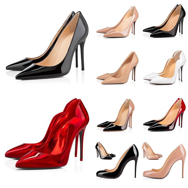 

2023 womens designer luxurys heels women dress shoes so kate high heel patent leather red fashion round pointed toes pumps rubber loafers si, Black