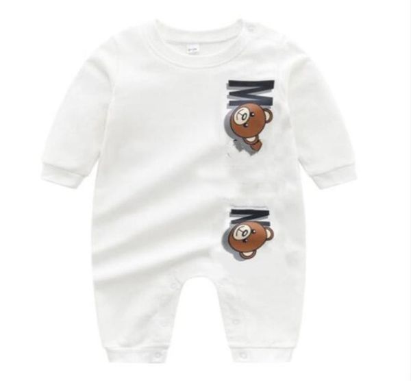 

100 cotton newborn baby clothes set infant boys girls rompers luxury letter long sleeve jumpsuits casual kids baby clothing7209205, White