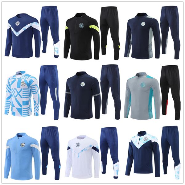 

22/23 men kids football training suit haaland soccer jerseys grealish sterling soccer training kits mahrez fans de bruyne foden 2022 2023 ki, Black