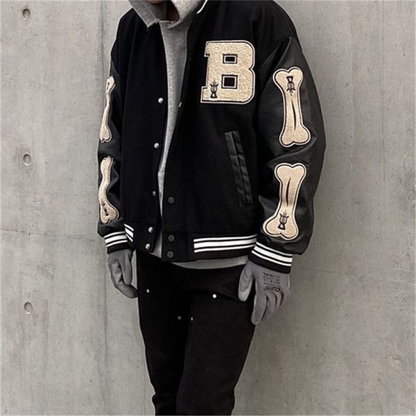 

men's jackets hip hop furry bone patchwork college mens harajuku casual bomber varsity jacket women baseball coats wq573 230410, Black;brown