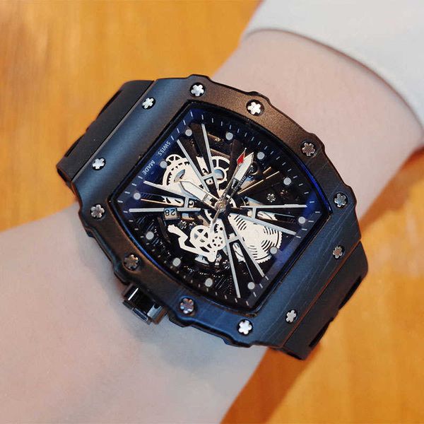 

luxury watches richa milles fashion cutout miller business automatic barrel personality handsome mens official website same style 18redlil, Slivery;black