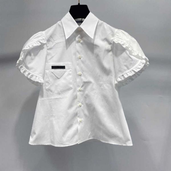 

designer new women t shirt academy triangle label blossom white shirt summer small style design sense sleeve