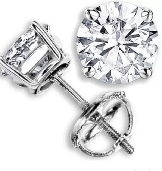 

2.00 ct stud g-h si genuine round diamond stud earrings 14k white gold, Golden;silver