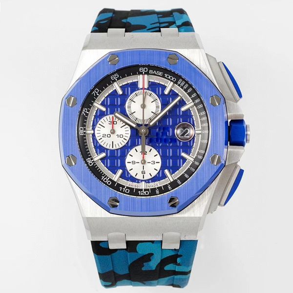 

Luxury men's watch Quartz watch 44mm Ceramic dial Stainless steel case Rubber strap Luminous waterproof strap Box Watch factory, White