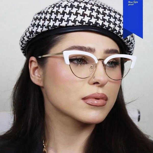 

anti blue light trend cat glasses eye semi rimless frame street snap colorful