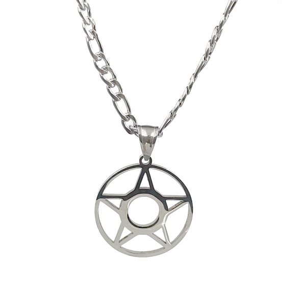 

pentagram pentacle wiccan necklace -star satanic pendant 316l stainless steel pentagra wicca punk retro jewelry nk chain for mens 4mm 18-30i, Silver