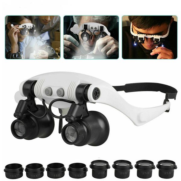 

magnifying glasses magnifying glasses 10x 15x 20x 25x led light lamp head loupe jeweler headband magnifier eye glasses optical glass tool re