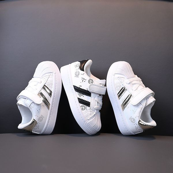 

sneakers children's sneakers for boys and girls shell head board shoes spring and autumn version korean boys' baby white shoes 1-3, Black;red