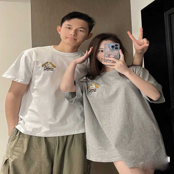 

designer summer women t shirt shirt the correct version of the year street trend luojia 23ss embroidered hare's mobile castle os loose, White