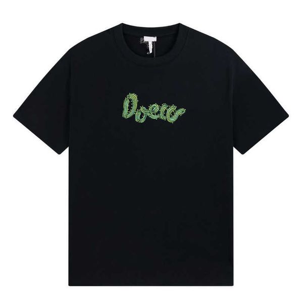 

designer new women t shirt shirt high version 23 lw summer exclusive tropical plant cactus embroidery couple sleeve, White;black