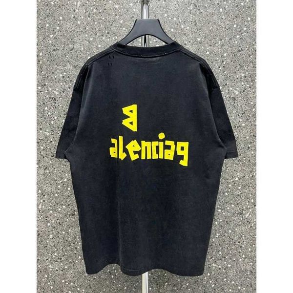 

2023 womens designer t shirt tracksuit correct version family 23 spring/summer taped letter print round neck sleeve t-shirt, White;black