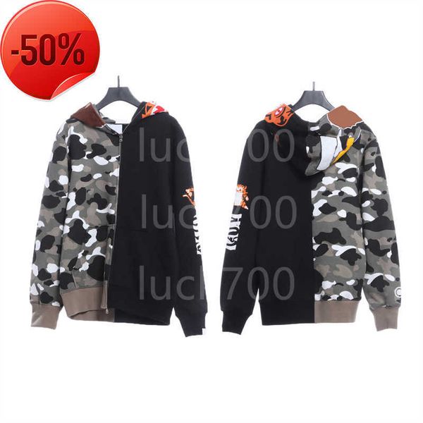 

hoodies sweatshirts luxury mens hoodie camo pattern panel sweater coat autumn fashion brand long sleeve zipper asian size m-3xls to 2xl size, Black