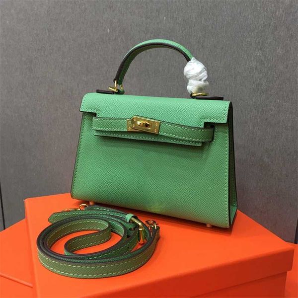 

women's bag 2023 new crocodile pattern togo leather litchi mini palm cowhide one shoulder messenger bag