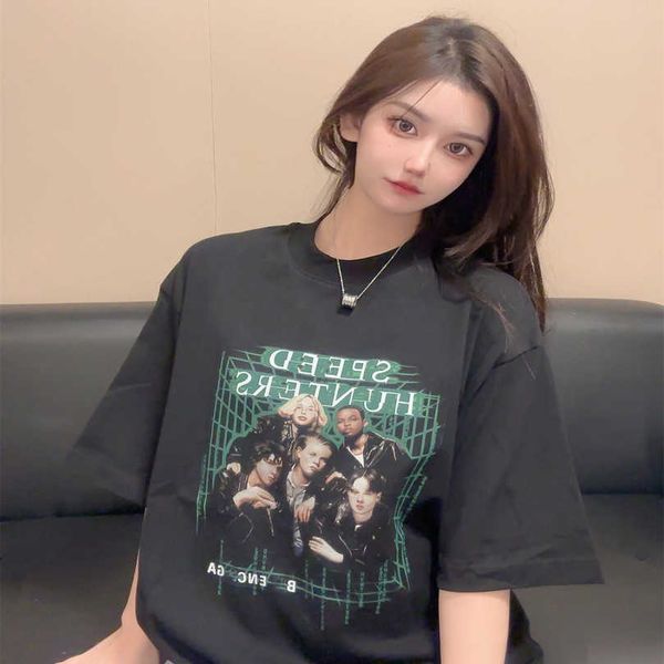

designer women's clothing 20% off shirt high edition family rock band portrait kangli direct spray printing 280g sleeve t-shirt, White;black