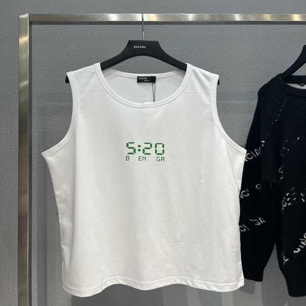 

2023 new women's tshirt shirt edition 520 exclusive digital clock glow letter print ins casual versatile tank t-shirt, Black