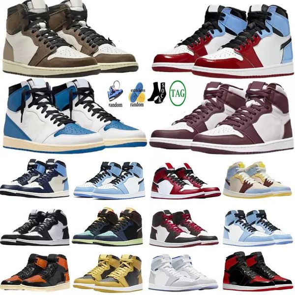 

chicago lost found jumpman 1 1s basketball shoes true blue brotherhood denim stage haze pollen bred patent bio hack mid unc hyper royal desi, Black
