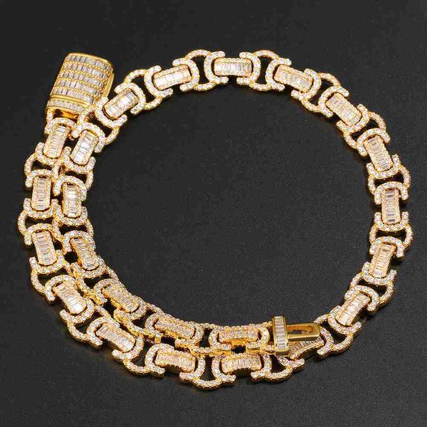 

hip hop jewelry special cadena 15mm gold plated copper bagguette cz diamond iced out cuban link chain necklace, Silver