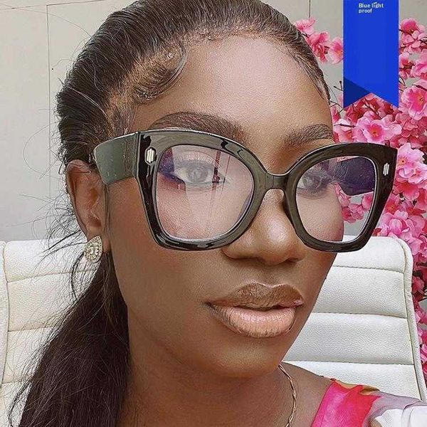 

mi nail cat eye large frame plain glasses anti blue ray decorative trend