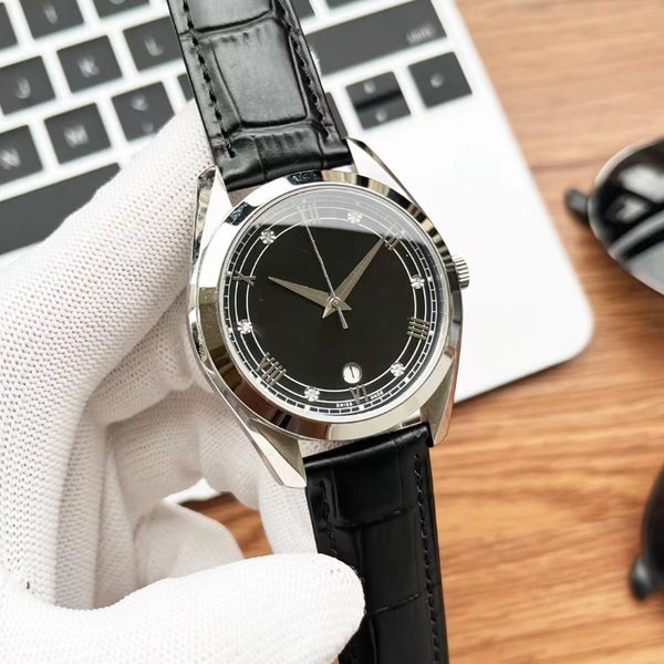 

the latest men's watch is made of precision steel and has a strong mechanical feel. the sapphire mirror is scratch resistant and 50 met, Slivery;brown