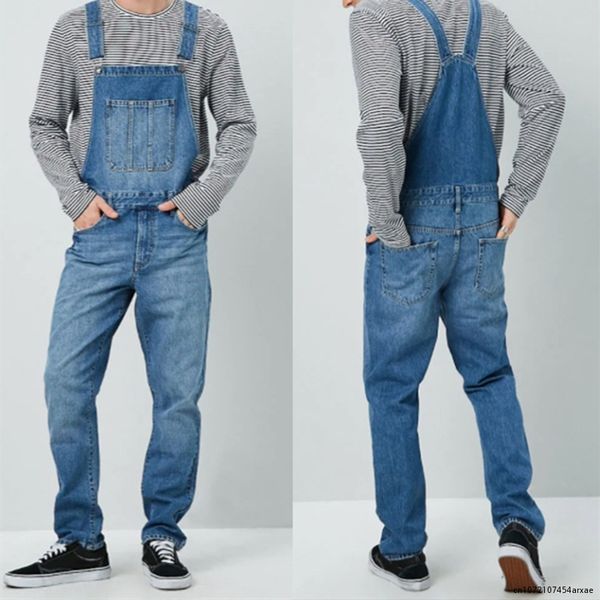 

men's pants overalls jeans jumpsuit men large size spring fashion loose straight multipocket denim trousers 230410, Black