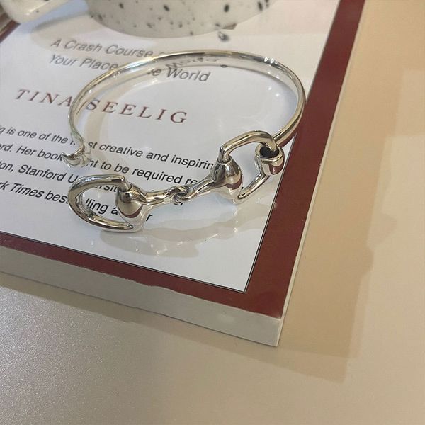 

charm bracelets silver plated for women horseshoe horsebit buckle bamboo simple pulseras femme luxury designer jewelry 230410, Golden;silver