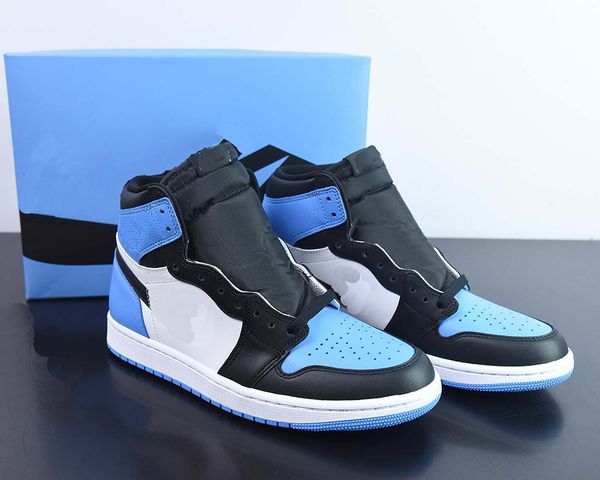 

jumpman 1 high og unc toe basketball shoes university blue/black-white sports outdoor sneakers send with original box